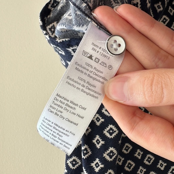 Jachs Girlfriend Diamond Aztec Print Button Down Polo, Large, Navy Blue/White - Picture 10 of 14